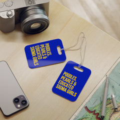 Poodles Pearls & Educated Sigma Girls Luggage Tags - Blue