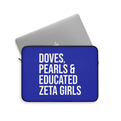 Doves Pearls & Educated Zeta Girls Laptop Sleeve - Blue