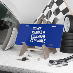 Doves Pearls & Educated Zeta Girls Vanity Plate - Blue