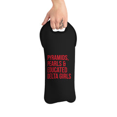 Pyramids Pearls & Educated Delta Girls Wine Tote Bag
