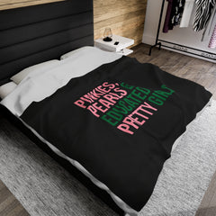 Pinkies Pearls & Educated Pretty Girls Plush Blanket - Black