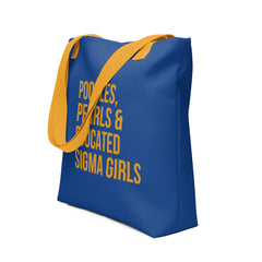 Poodles Pearls & Educated Sigma Girls Tote - Blue