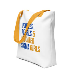 Poodles Pearls & Educated Sigma Girls Tote - Yellow