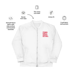 Pyramids Pearls & Educated Delta Girls Bomber Jacket - White & Crimson