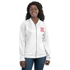 Pyramids Pearls & Educated Delta Girls Bomber Jacket - White & Crimson