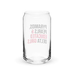 Pyramids Pearls & Educated Delta Girls 16 oz Can-Shaped Glass - Crimson & Black