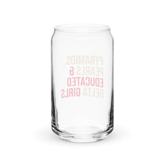 Pyramids Pearls & Educated Delta Girls 16 oz Can-Shaped Glass - Crimson & Cream