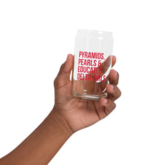 Pyramids Pearls & Educated Delta Girls 16 oz Can-Shaped Glass - Crimson