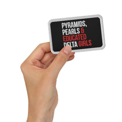 Embroidered Pyramids Pearls & Educated Delta Girls Embroidered Patch - White