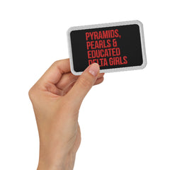 Pyramids Pearls & Educated Delta Girls Embroidered Patch - White & Crimson
