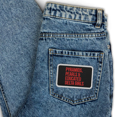 Pyramids Pearls & Educated Delta Girls Embroidered Patch - White & Crimson