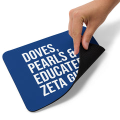Doves, Pearls & Educated Zeta Girls Mouse Pad - Blue