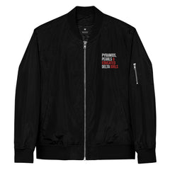 Pyramids Pearls & Educated Delta Girls Premium Bomber Jacket - Crimson & White