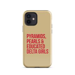 Pyramids Pearls & Educated Delta Girls Tough Case for iPhone® - Cream & Crimson