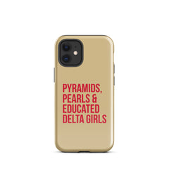 Pyramids Pearls & Educated Delta Girls Tough Case for iPhone® - Cream & Crimson
