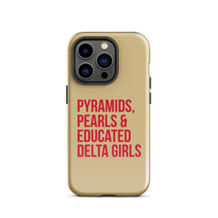 Pyramids Pearls & Educated Delta Girls Tough Case for iPhone® - Cream & Crimson