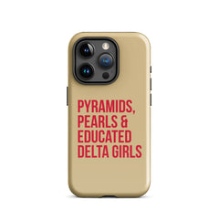 Pyramids Pearls & Educated Delta Girls Tough Case for iPhone® - Cream & Crimson