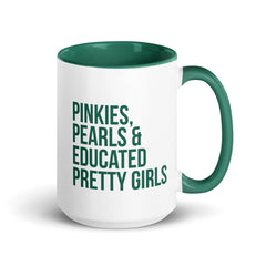 Pinkies Pearls & Educated Pretty Girls Accent Color Mug - Green